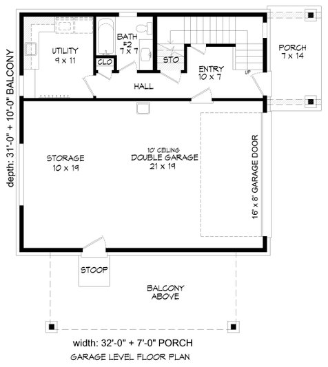 Contemporary Style House Plan - 2 Beds 2 Baths 1359 Sq/Ft Plan #932-475 ...