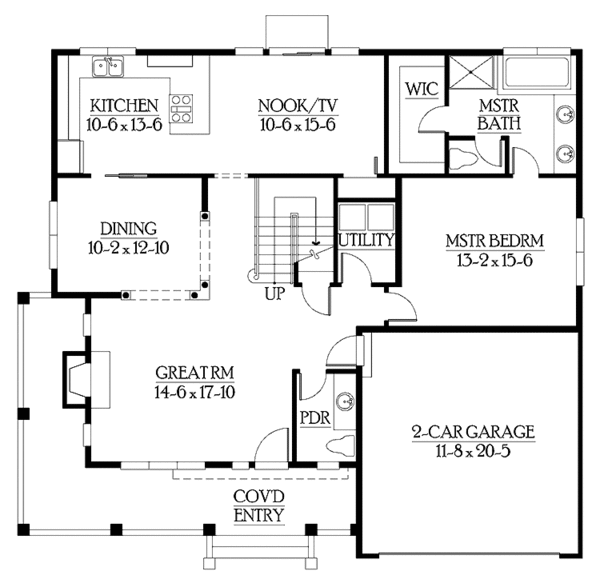 Architectural House Design - Craftsman Floor Plan - Main Floor Plan #132-267
