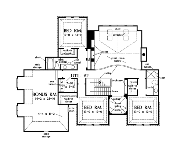 House Plan Design - Country Floor Plan - Upper Floor Plan #929-850
