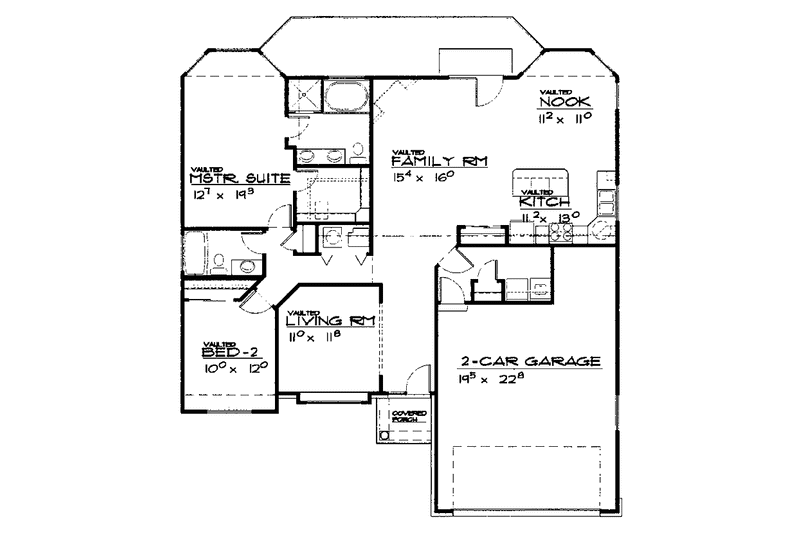 Home Plan - Floor Plan - Main Floor for Tudor House Plan #308-277 - 2 bed, 2 bath