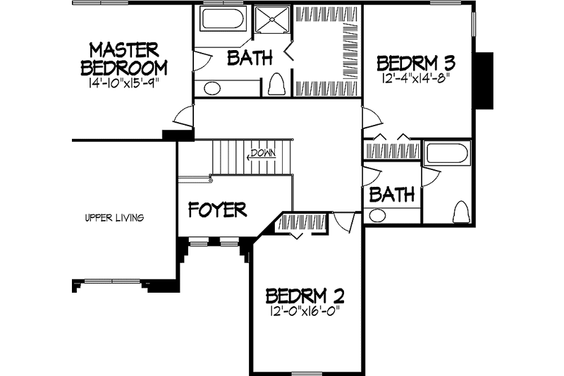 Home Plan - Floor Plan - Upper Floor for Country House Plan #320-1446 - 4 bed, 3 bath
