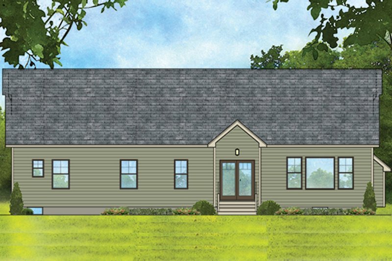 Architectural House Design - Exterior - Rear Elevation for Ranch House Plan #1010-189 - 3 bed, 2 bath