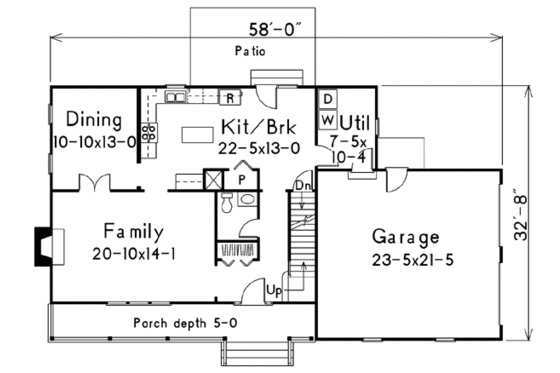 Floor Plan - Main Floor for Country House Plan #57-109 - 3 bed, 2.5 bath