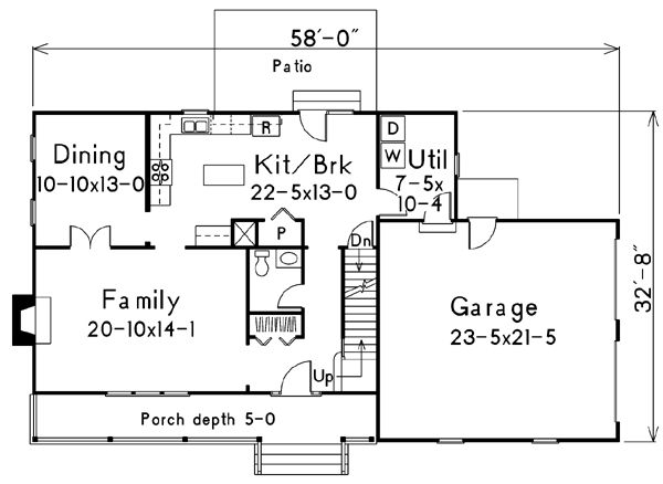 Country Floor Plan - Main Floor Plan #57-109