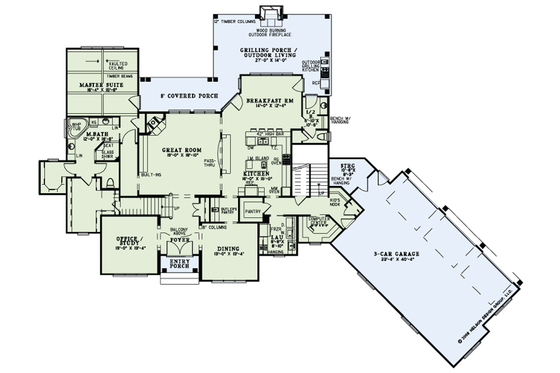 Floor Plan - Main Floor for European House Plan #17-3328 - 4 bed, 3.5 bath