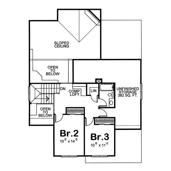 Home Plan - Floor Plan - Upper Floor for Bungalow House Plan #20-1232 - 3 bed, 2.5 bath
