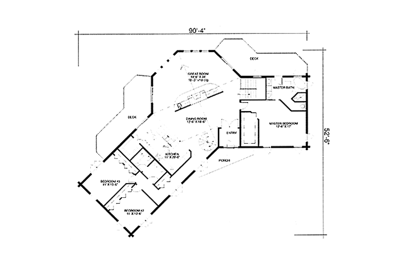 Dream House Plan - Floor Plan - Main Floor for Log House Plan #964-16 - 3 bed, 2 bath