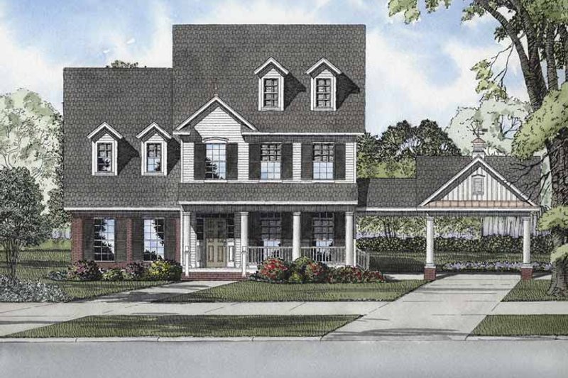 House Blueprint - Colonial Exterior - Front Elevation Plan #17-2874