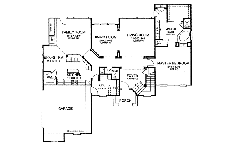 Architectural House Design - Floor Plan - Main Floor for Traditional House Plan #952-18 - 4 bed, 2.5 bath