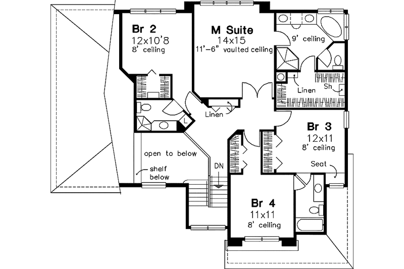 Dream House Plan - Floor Plan - Upper Floor for Traditional House Plan #320-651 - 4 bed, 4 bath