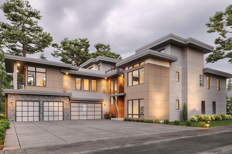 Dream House Plan - Exterior - Front Elevation 3 for Contemporary House Plan #1066-256 - 7 bed, 6.5 bath