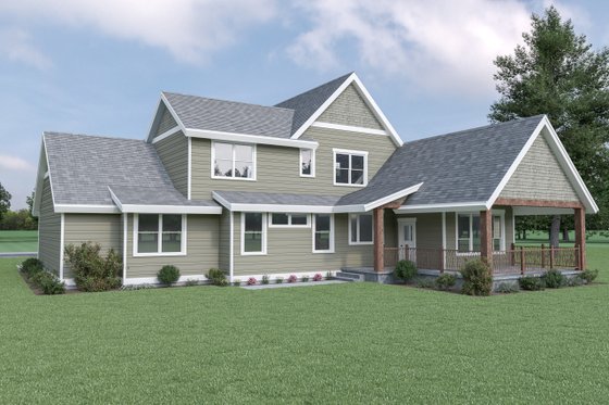 Exterior - Rear Elevation for Craftsman House Plan #1070-148 - 4 bed, 2.5 bath