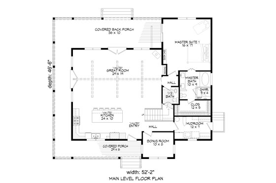 Floor Plan - Main Floor for Country House Plan #932-311 - 3 bed, 2.5 bath