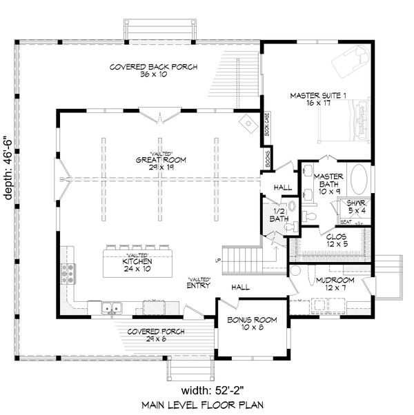 Country Floor Plan - Main Floor Plan #932-311
