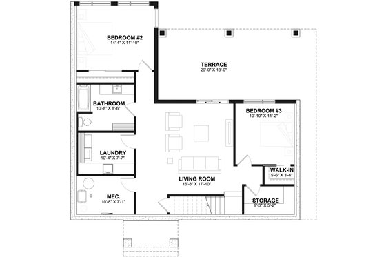 Floor Plan - Lower Floor for Contemporary House Plan #23-2739 - 3 bed, 2.5 bath