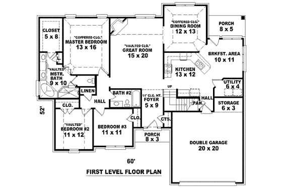 Floor Plan - Main Floor for Traditional House Plan #81-935 - 3 bed, 2 bath