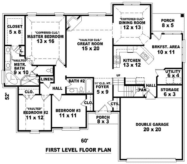 Floor Plan - Main Floor for Traditional House Plan #81-935 - 3 bed, 2 bath