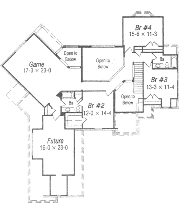 Traditional Floor Plan - Upper Floor Plan #329-136