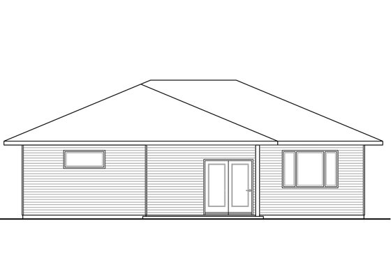 Exterior - Rear Elevation for Ranch House Plan #124-927 - 2 bed, 2 bath