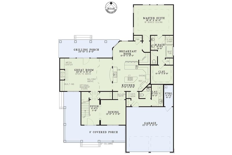 Dream House Plan - Floor Plan - Main Floor for Country House Plan #17-634 - 4 bed, 2.5 bath