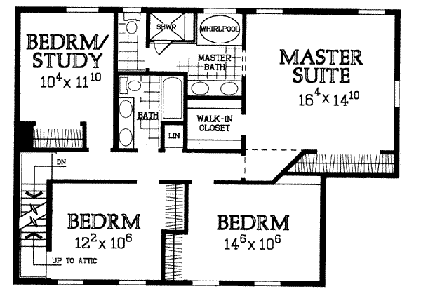 House Plan Design - Traditional Floor Plan - Upper Floor Plan #72-156
