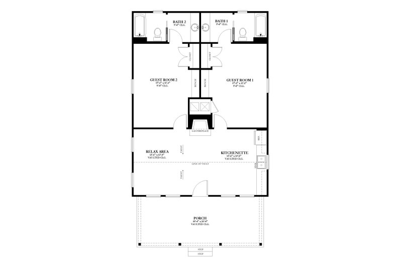 House Plan Design - Floor Plan - Main Floor for Cabin House Plan #1058-211 - 2 bed, 2 bath