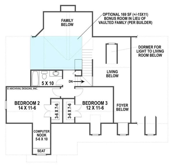 Architectural House Design - Floor Plan - Upper Floor for Cottage House Plan #119-479 - 3 bed, 2.5 bath