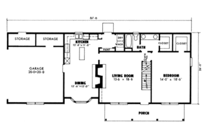 Floor Plan - Main Floor for Ranch House Plan #10-231 - 3 bed, 2 bath