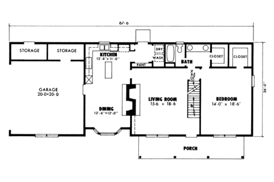 Floor Plan - Main Floor for Ranch House Plan #10-231 - 3 bed, 2 bath