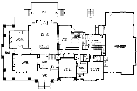 Floor Plan - Main Floor for Craftsman House Plan #132-185 - 4 bed, 6 bath
