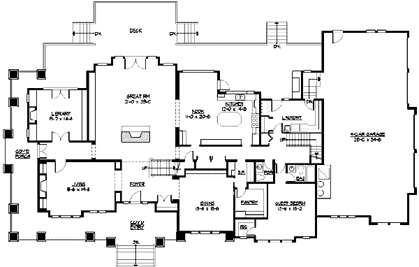 Craftsman Floor Plan - Main Floor Plan #132-185