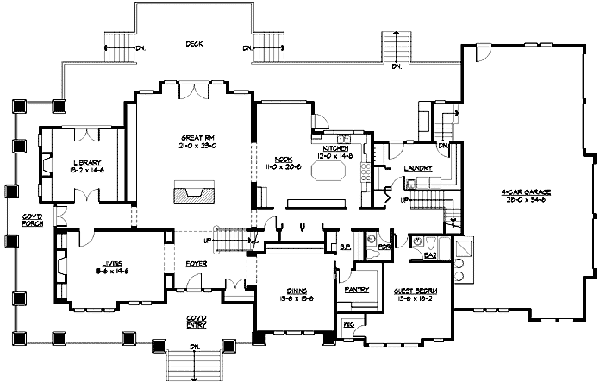 Architectural House Design - Craftsman Floor Plan - Main Floor Plan #132-185