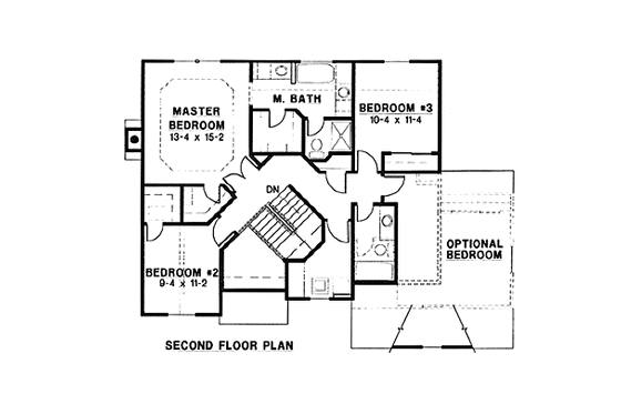 Floor Plan - Upper Floor for Traditional House Plan #67-138 - 3 bed, 3 bath