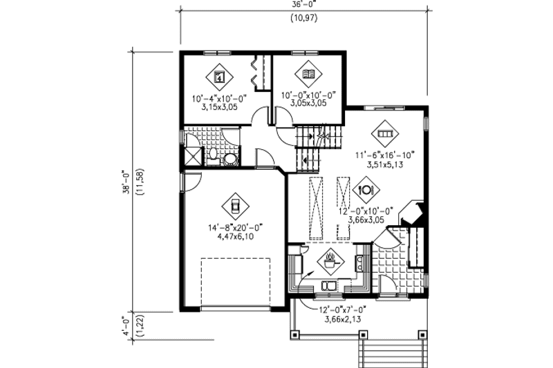 House Plan Design - Floor Plan - Main Floor for Traditional House Plan #25-4130 - 4 bed, 2 bath