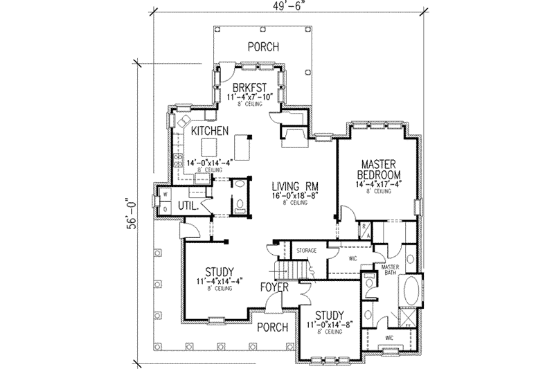 Dream House Plan - Floor Plan - Main Floor for European House Plan #410-411 - 4 bed, 3.5 bath