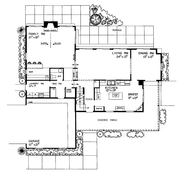 Country Floor Plan - Main Floor Plan #72-307