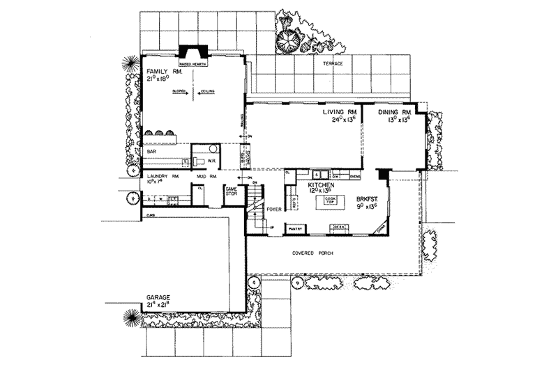 Home Plan - Floor Plan - Main Floor for Country House Plan #72-307 - 4 bed, 3 bath