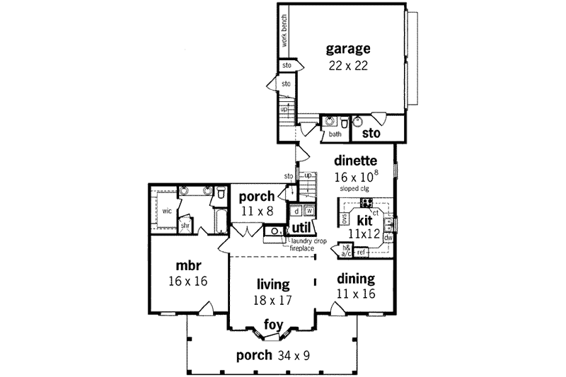 House Plan Design - Floor Plan - Main Floor for Southern House Plan #45-249 - 3 bed, 4 bath