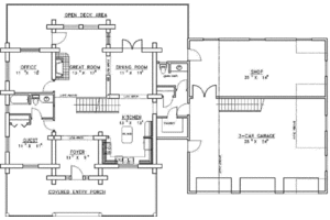 Floor Plan - Main Floor for Log House Plan #117-121 - 6 bed, 5 bath