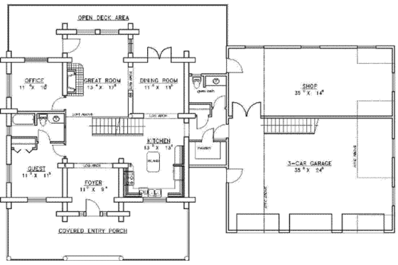 Floor Plan - Main Floor for Log House Plan #117-121 - 6 bed, 5 bath