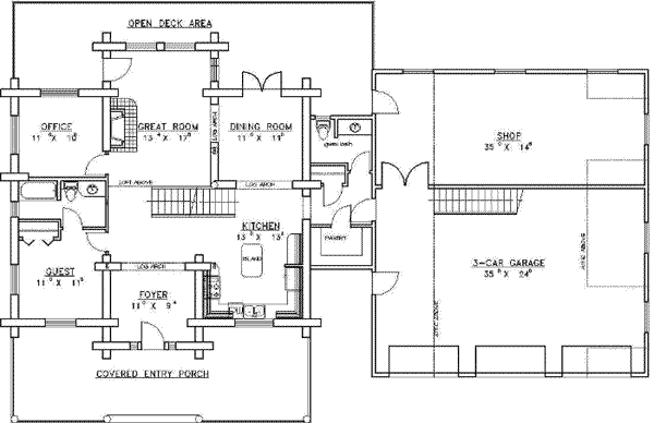 Architectural House Design - Log Floor Plan - Main Floor Plan #117-121