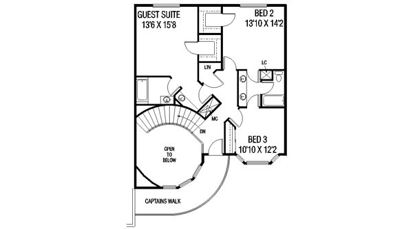 Home Plan - Traditional Floor Plan - Upper Floor Plan #60-145