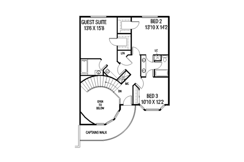 House Plan Design - Floor Plan - Upper Floor for Traditional House Plan #60-145 - 5 bed, 3.5 bath