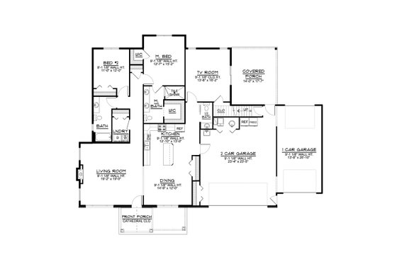 Floor Plan - Main Floor for Craftsman House Plan #1064-142 - 2 bed, 2.5 bath