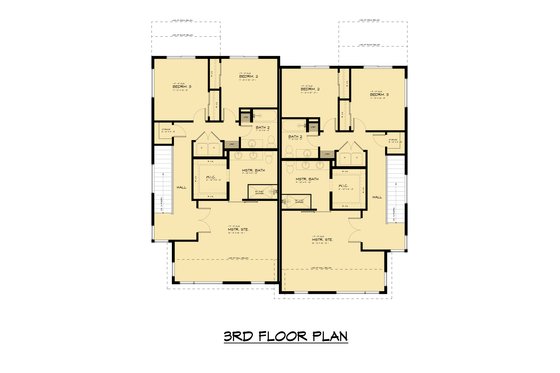 Floor Plan - Upper Floor for Contemporary House Plan #1066-238 - 8 bed, 6.5 bath