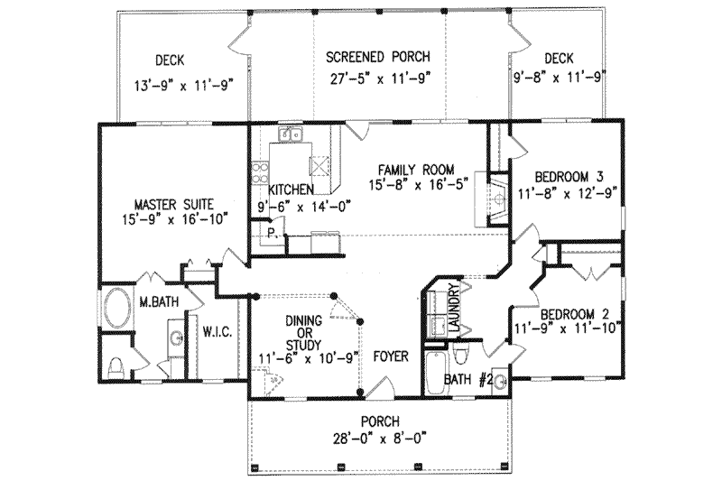 Home Plan - Floor Plan - Main Floor for Farmhouse House Plan #54-110 - 3 bed, 2 bath