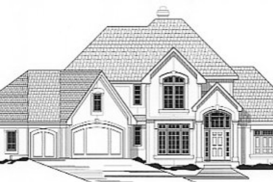 Exterior - Front Elevation for European House Plan #67-307 - 4 bed, 3 bath