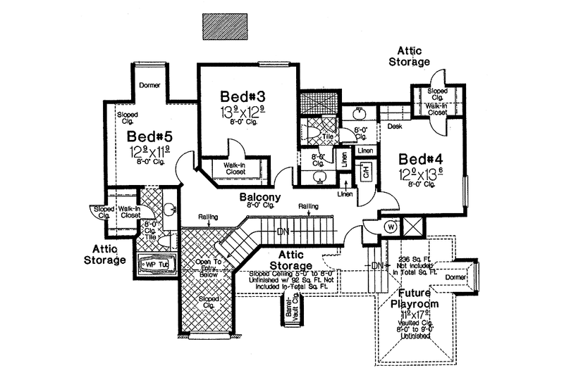 Dream House Plan - Floor Plan - Upper Floor for European House Plan #310-1190 - 5 bed, 4.5 bath