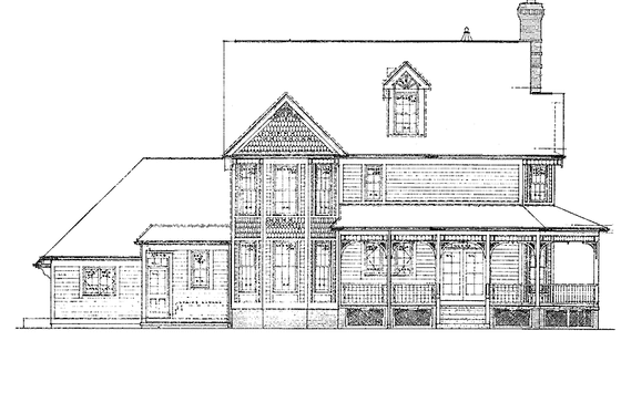 Exterior - Rear Elevation for Victorian House Plan #72-802 - 4 bed, 3.5 bath