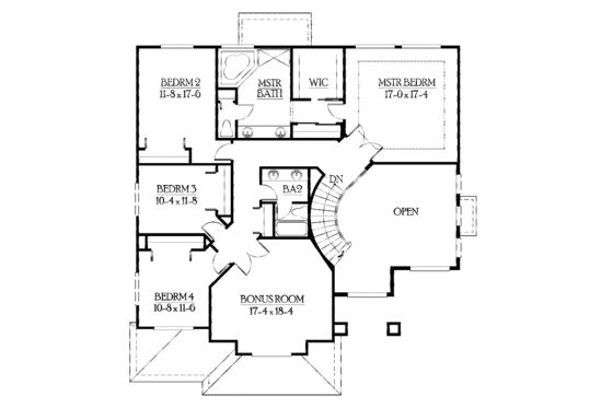 Floor Plan - Upper Floor for Prairie House Plan #132-395 - 4 bed, 2.5 bath